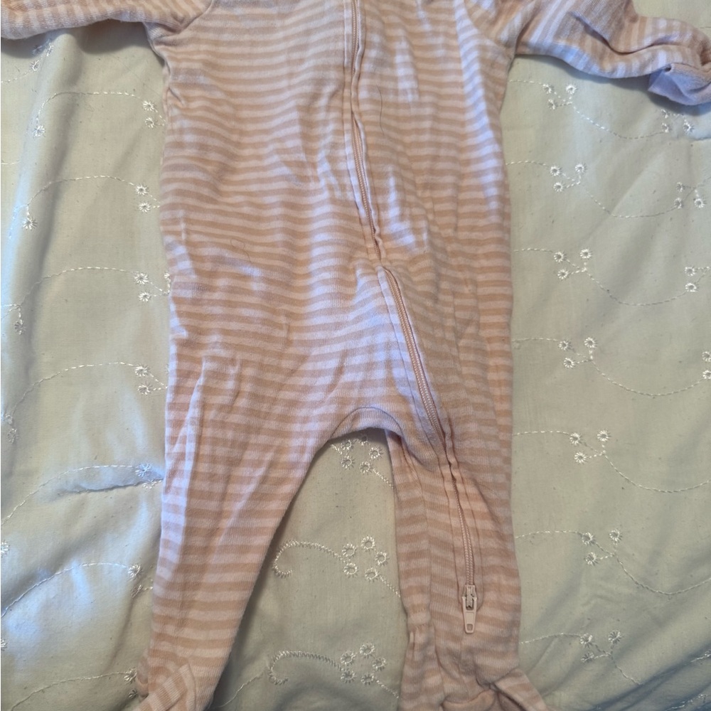 Striped Pink Kids Footie Pajamas